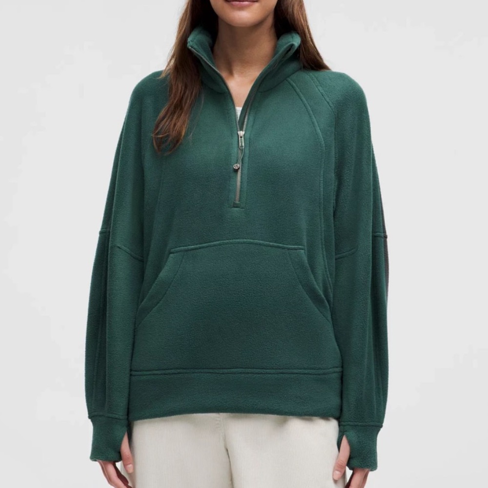Like New Scuba Tumbled Fleece Funnel-Neck Half Zip, Storm Teal